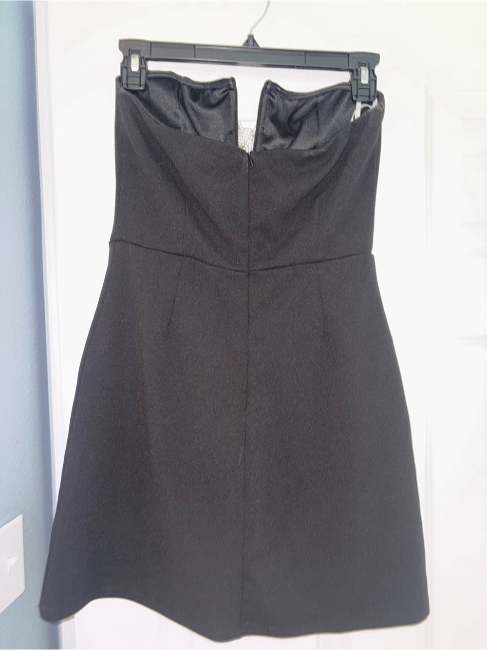 Lulu's Black Strapless A-Line Dress with Pearl Bow Details - Picture 2 of 2